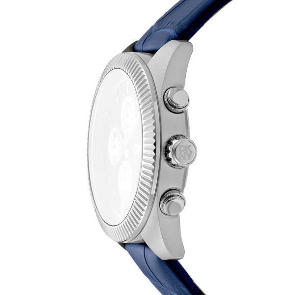Mens DKNY Bezel Chronograph Blue Leather Watch - DK1G134L0025