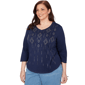 Plus Size Alfred Dunner Austin Rhinestone Diamond V Neck Blouse - image 3