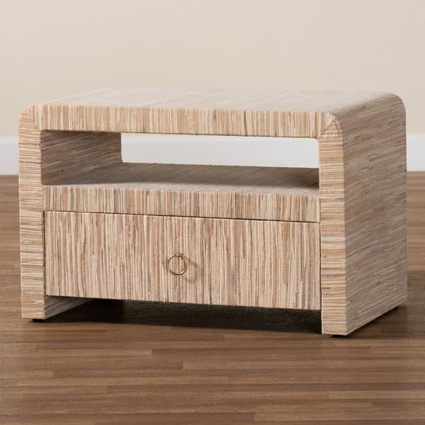 bali & pari Hannah Bohemian Woven Grasscloth Nightstand