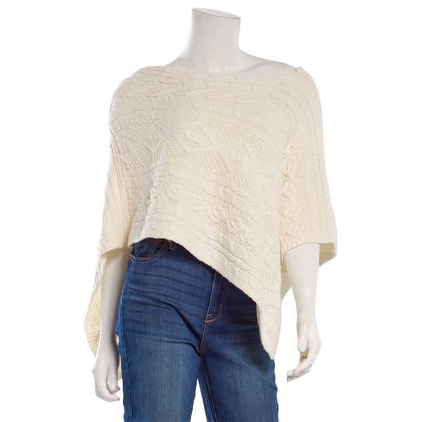 Juniors No Comment Cable Poncho Sweater - image 
