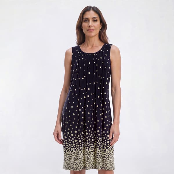 Womens Perceptions Sleeveless Dot Pleat Front Shift Dress - image 