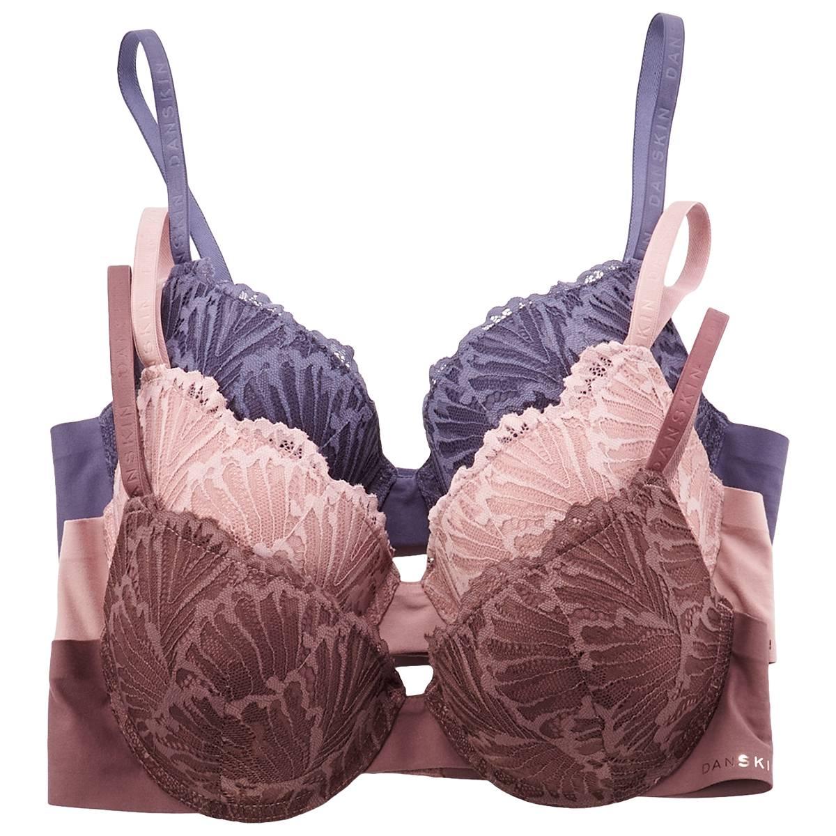 Open Video Modal for Womens Danskin 3Pk Bra W/ Logo Straps And Rose Gold-DS8608-3PKC