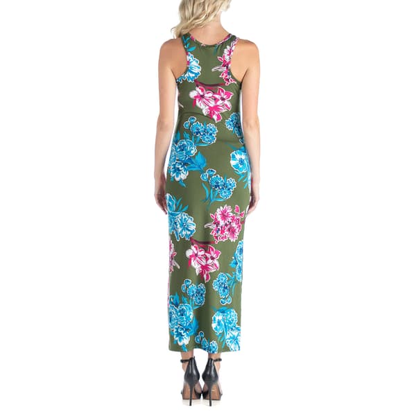 Plus Size 24/7 Comfort Apparel Floral Racerback Maternity Dress