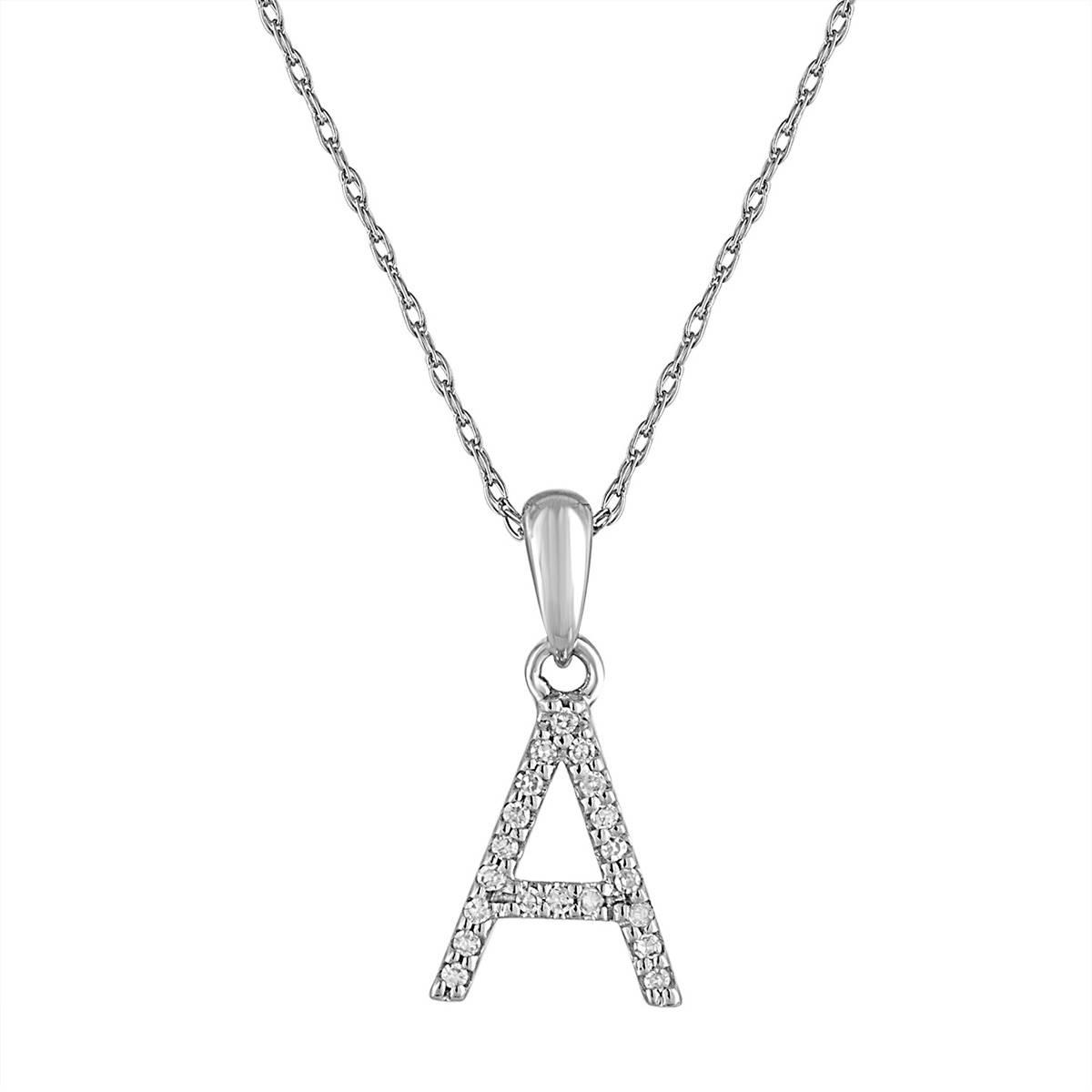 Diamond Classics™ 14kt. White Gold Initial A Letter...