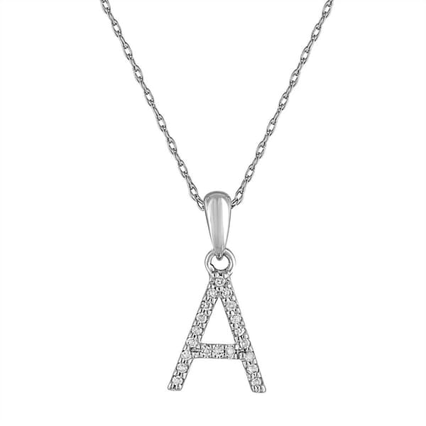 Diamond Classics&#40;tm&#41; 14kt. White Gold Initial A Letter Necklace - image 