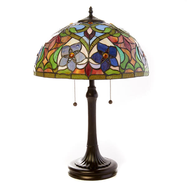 Quoizel Victorian Vintage Bronze Resin Tiffany Table Lamp - image 