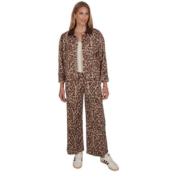 Petite Ruby Rd. Game of Luxe Leopard Denim Jacket