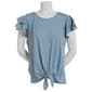 Womens Adrianna Papell Tiered Flutter Sleeve Tie Front Dot Blouse - image 1