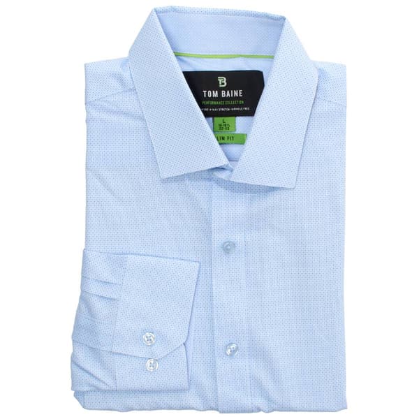 Mens Tom Baine Slim Fit Performance Dress Shirt - Light Blue Dots - image 