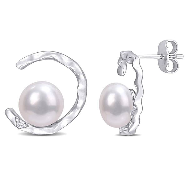 Gemstone Classics&#40;tm&#41; Pearl Open Wave Stud Earrings - image 
