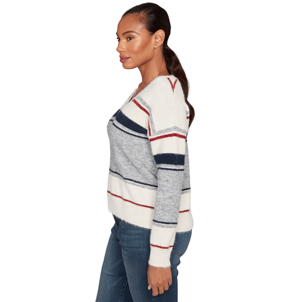 Petite Skye&#8217;s the Limit Back To Town V Neck Stripe Sweater