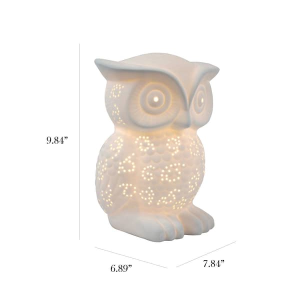 Simple Designs Porcelain Wise Owl Shaped Animal Light Table Lamp