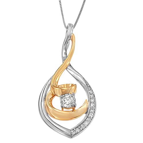 Espira 10kt. Two-Tone Spiral Link Diamond Pendant Necklace