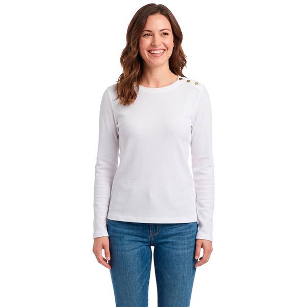 Petite Architect® Long Sleeve Ribbed Button Shoulder Tee - image 