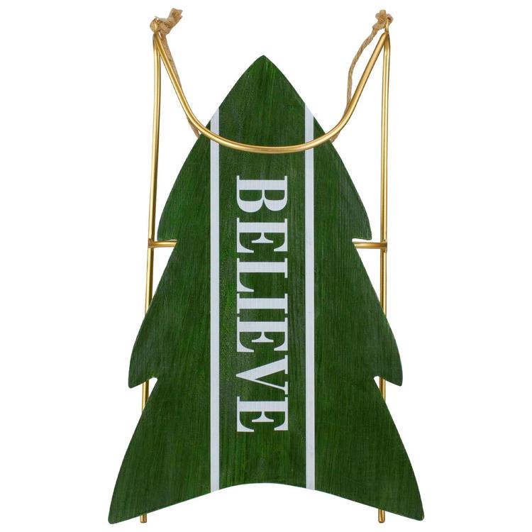 Northlight Seasonal 18.25in. Wooden Sled Believe Christmas Decor