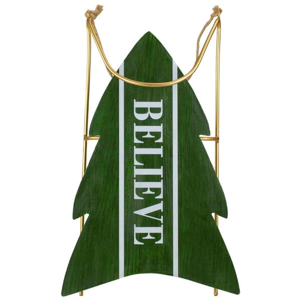 Northlight Seasonal 18.25in. Wooden Sled Believe Christmas Decor