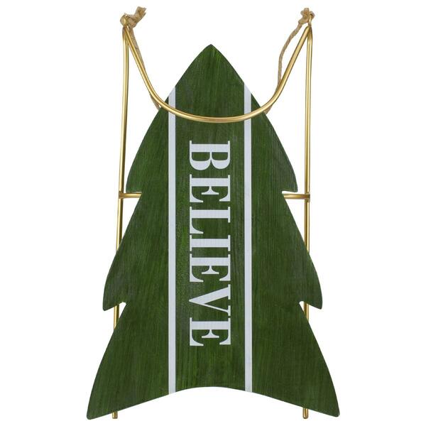 Northlight Seasonal 18.25in. Wooden Sled Believe Christmas Decor - image 