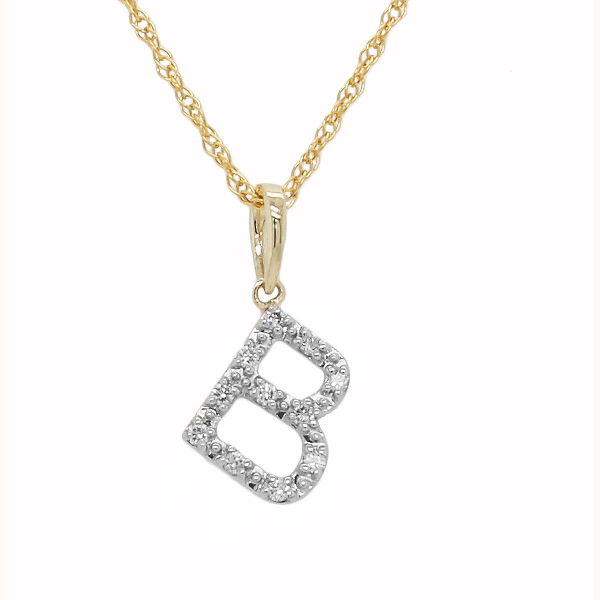 Nova Star® 10kt. Gold 1/10ctw Lab Grown Diamond B Initial...