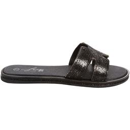 Womens Love 83 Rhinestone Band Jelly Sandals