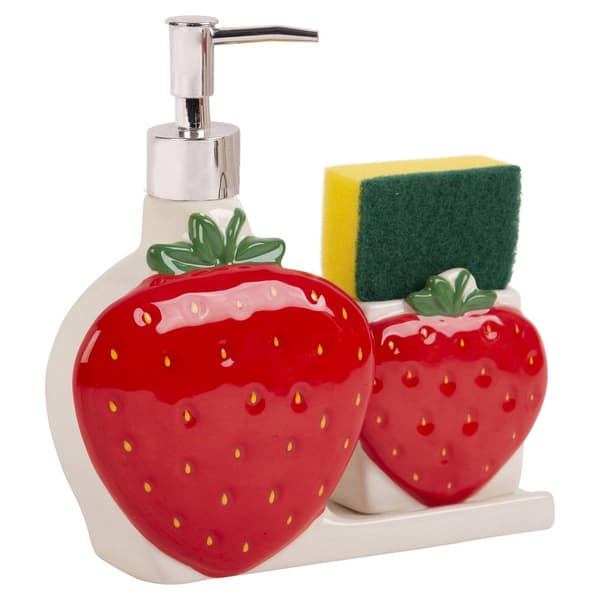 Home Essentials Strawberry Soap Pump with Sponge Holder - image 