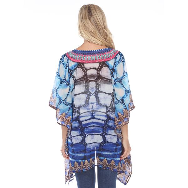 Womens White Mark Blue Aqua Caftan