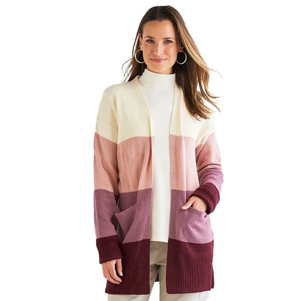 Plus Size Jason Maxwell Striped Duster Sweater - image 