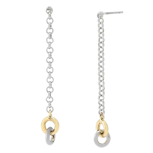 Steve Madden Two-Tone Interlocking Rings Linear Earrings
