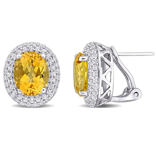 Sophia B 7 4/5ctw. Citrine & White Topaz Stud Earrings - image 