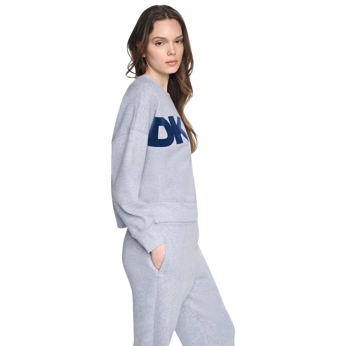 Womens DKNY Sport Long Sleeve Exploded Logo Fleece Sweatshirt