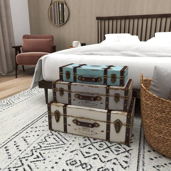 9th & Pike® Farmhouse Wooden Trunks - Set of 3