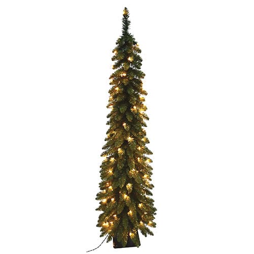 Santa's Workshop 7ft. 200 Pre-Lit Slim Line Green Fir Tree - image 