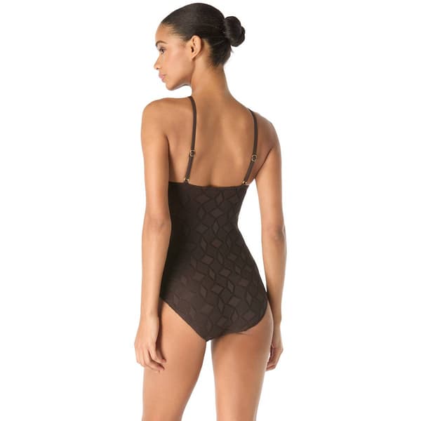 Womens Vince Camuto High Neck O-Ring Trim One Piece Swimsuit