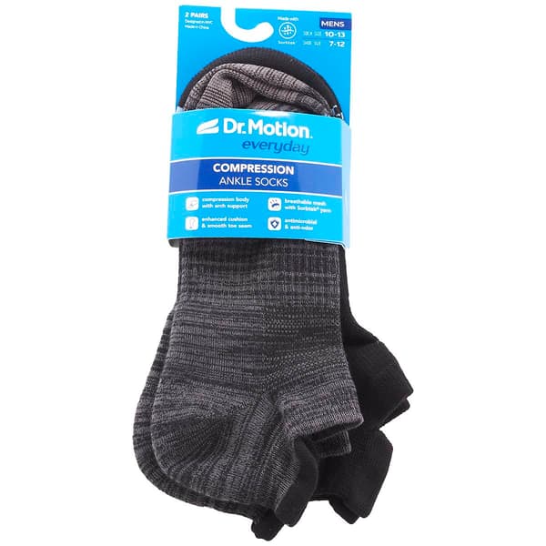 Mens Dr. Motion 2pk. Free Feed Compression Ankle Socks - Boscov's