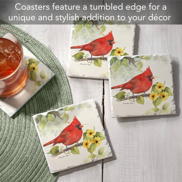 Thirstystone 4pk. 4.25in. Bird Song Cardinal Square Coasters Set