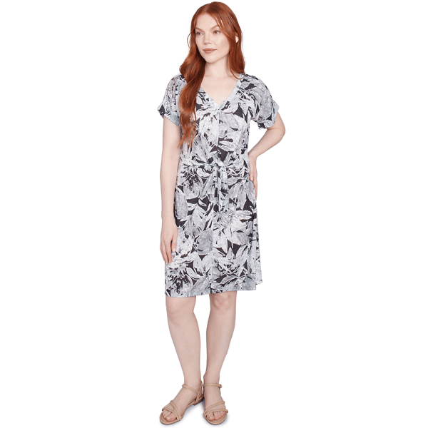 Petite Ruby Rd. Must Haves Ii Batik Leaf Tie-Front Jersey Dress
