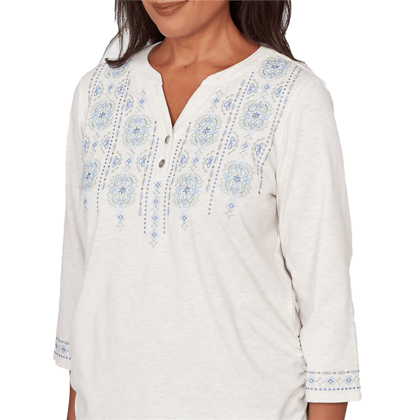 Petite Alfred Dunner St. Augustine Medallion Embroidery Blouse