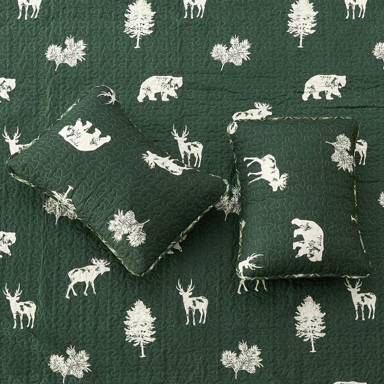 FreshFolds 3pc. Reversible Premium Forest-Themed Quilt Set