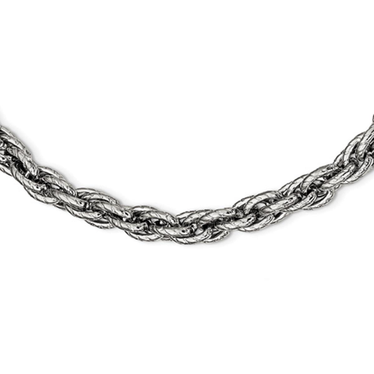 Mens Gentlemen’s Classics™ Textured Steel Necklace w/...