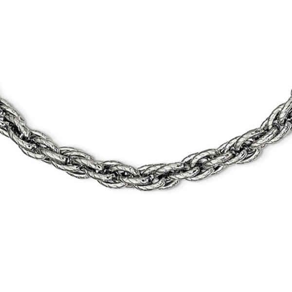 Mens Gentlemen's Classics&#40;tm&#41; Textured Steel Necklace w/ Rope Chain - image 