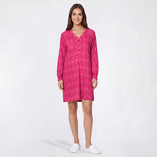 Womens White Orchid Long Sleeve Ikat Nightshirt - image 