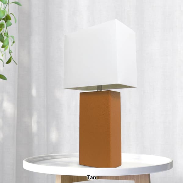 Lalia Home Lexington 21in. Leather Base Modern Home Table Lamp