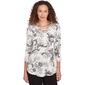 Womens Emaline Key Items 3/4 Sleeve Lattice V-Neck Blouse - image 1