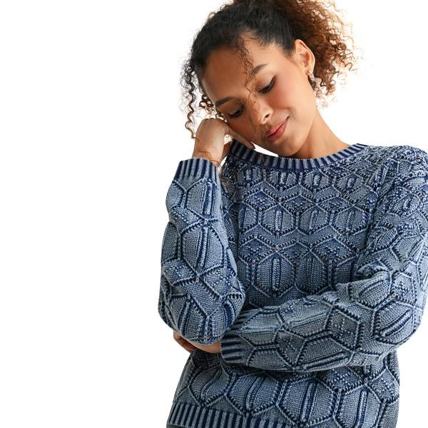 Womens CITY BLUES Long Sleeve Crew Neck Distress Sweater