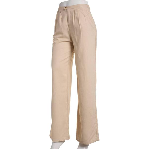 Juniors Love Tree Linen Pleated Wide Leg Pants - image 