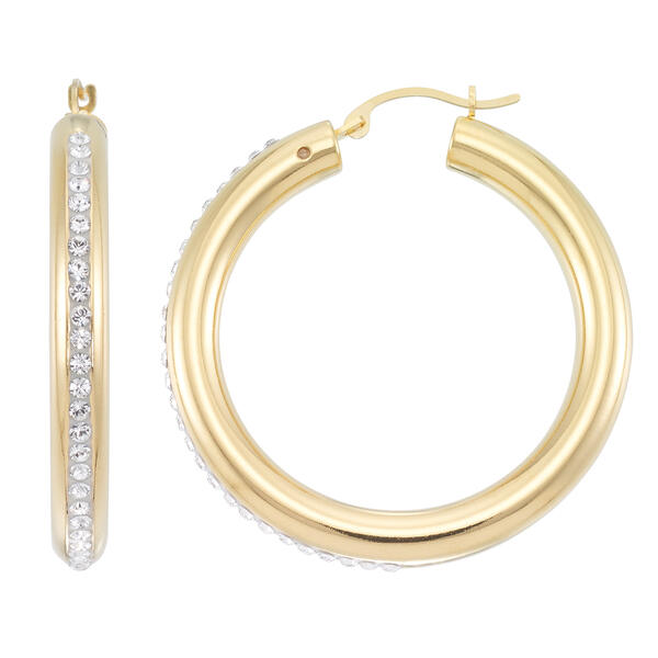 Evergold&#40;tm&#41; 14kt. Gold Swarovski&#40;R&#41; Crystal Hoop Earrings - image 