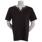 Petite Hasting & Smith Short Sleeve Split Neck Tee with Piping - image 1