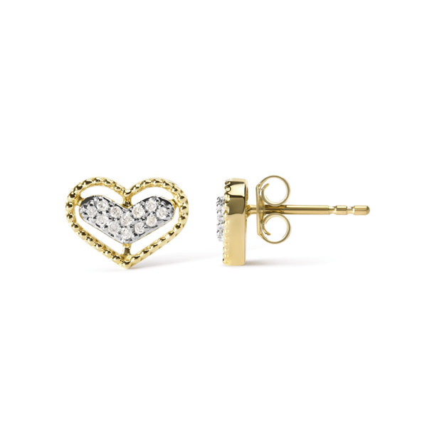 Haus of Brilliance 1/10ctw. Diamond Heart Gold Halo Stud Earrings