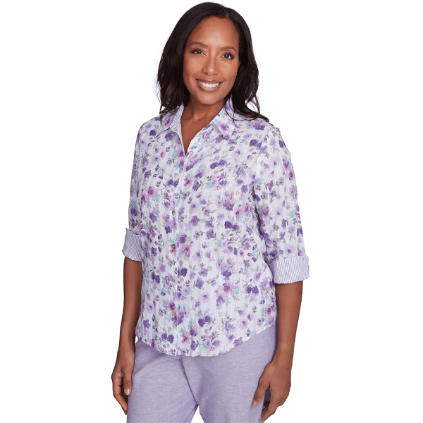 Womens Alfred Dunner Crystal Springs Floral Casual Button Down