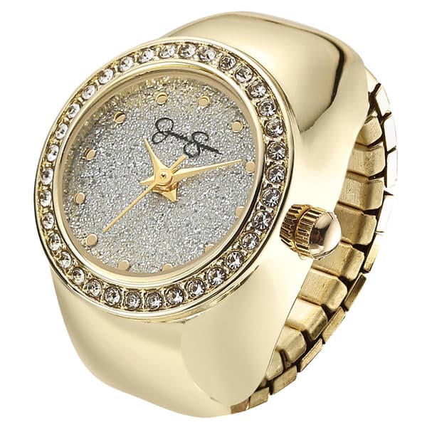 Womens Jessica Simpson Gold-Tone Glitter Ring Watch - JR0008GD - image 