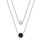 Gemminded Sterling Silver 6mm Hexagonal Onyx & Opal Necklace - image 1